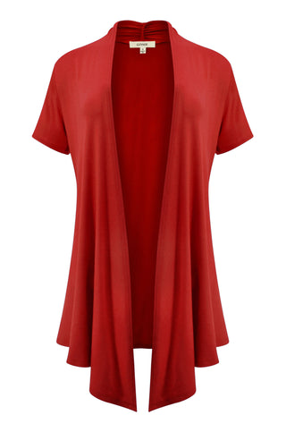 Short Sleeve Draped Open Front Long Cardigans for Women - Irregular, Asymmetrical Hem