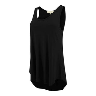LUVAGE Women's High Low Loose Fit Round Neck Tunic Tank Top (Solid Colors)