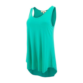 LUVAGE Women's High Low Tunic Tank Tops Round Neck Loose Fit Shirts (Solid Colors)