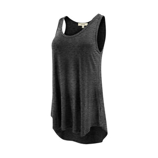 LUVAGE Women's High Low Loose Fit Round Neck Tunic Tank Top (Solid Colors)